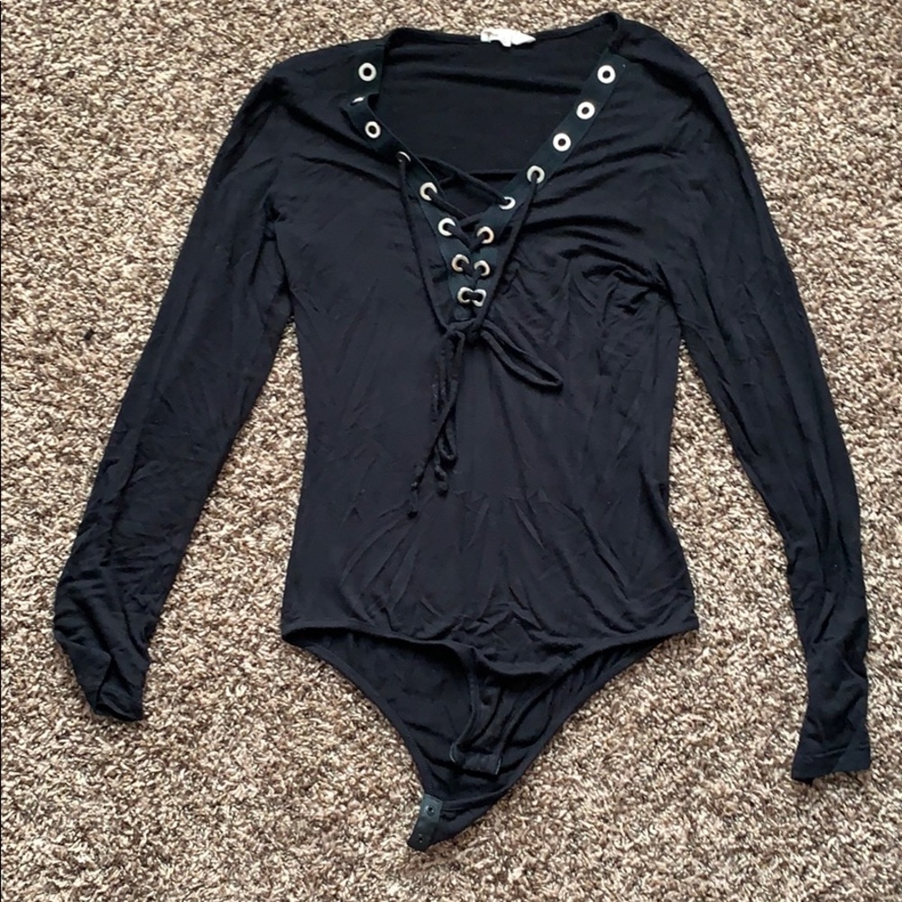 Black lace up body suit